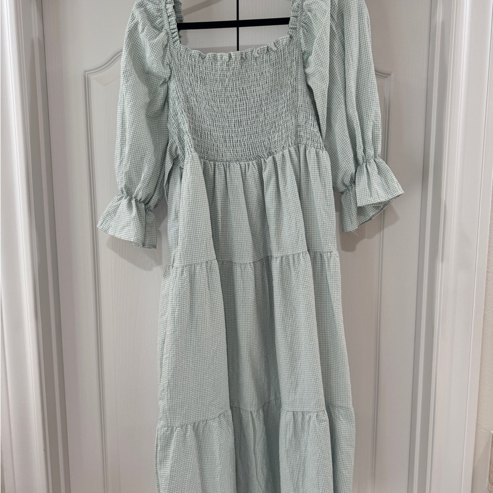 Elegant Green Gingham Dress